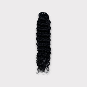 Hår trense extension - Krøller - Jet Black - 100% ægte hår