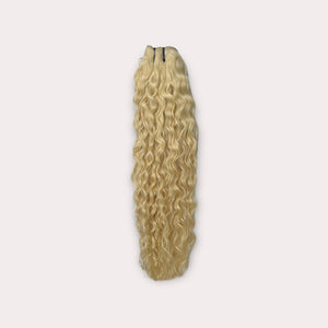 Hår trense extension - Krøller - Cold Blonde Y2 - 100 % ægte hår